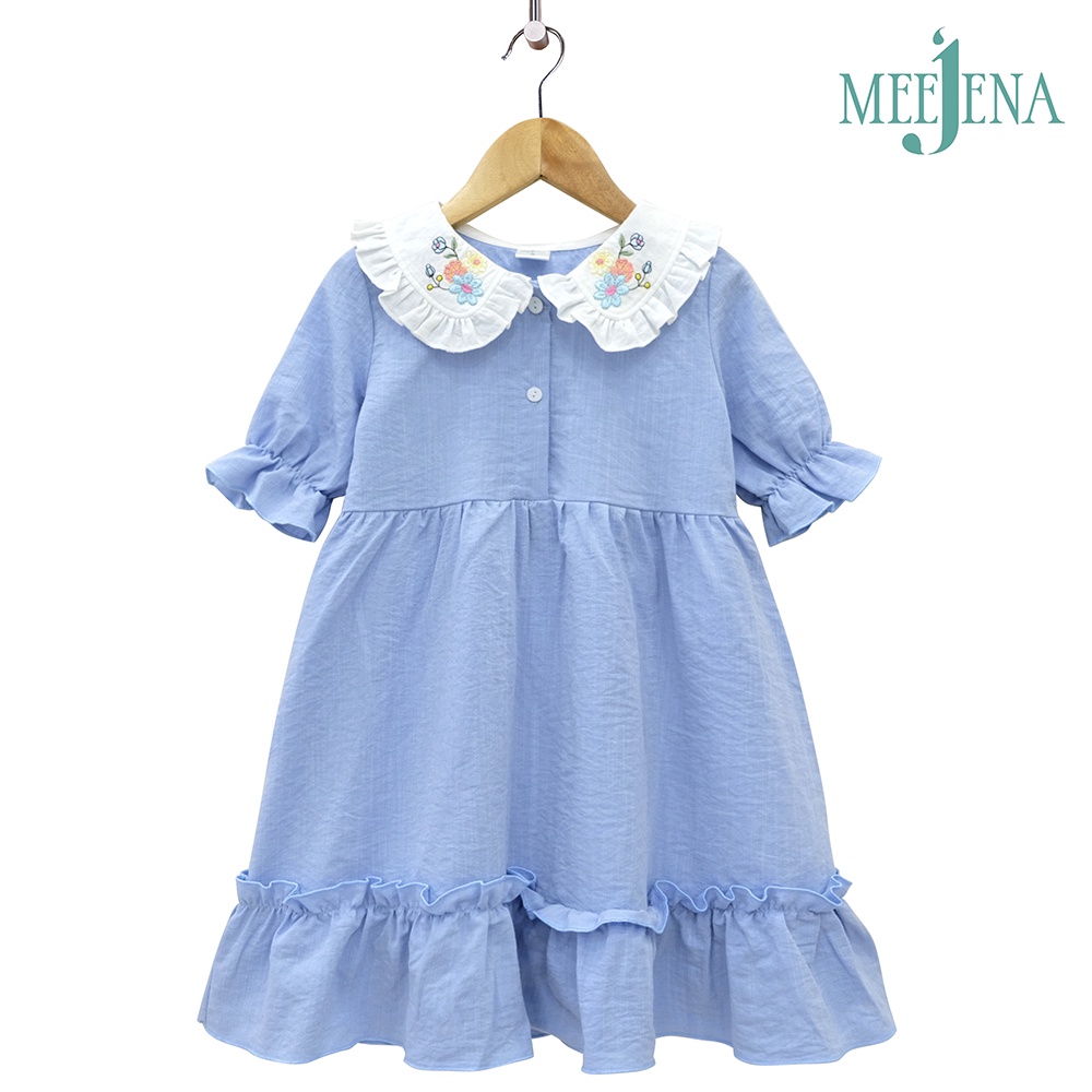Váy bé gái MEEJENA cổ lá sen từ 14-34 kg - Vải Đũi - 2050