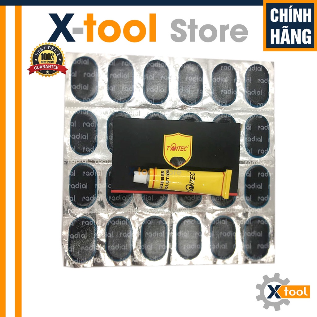 Miếng Vá Săm Hình Oval cho Xe Máy , ÔTô Kích thước 3cmx5cm - 24 Miếng + 1 Tuýp Keo Thương hiệu TaiTec