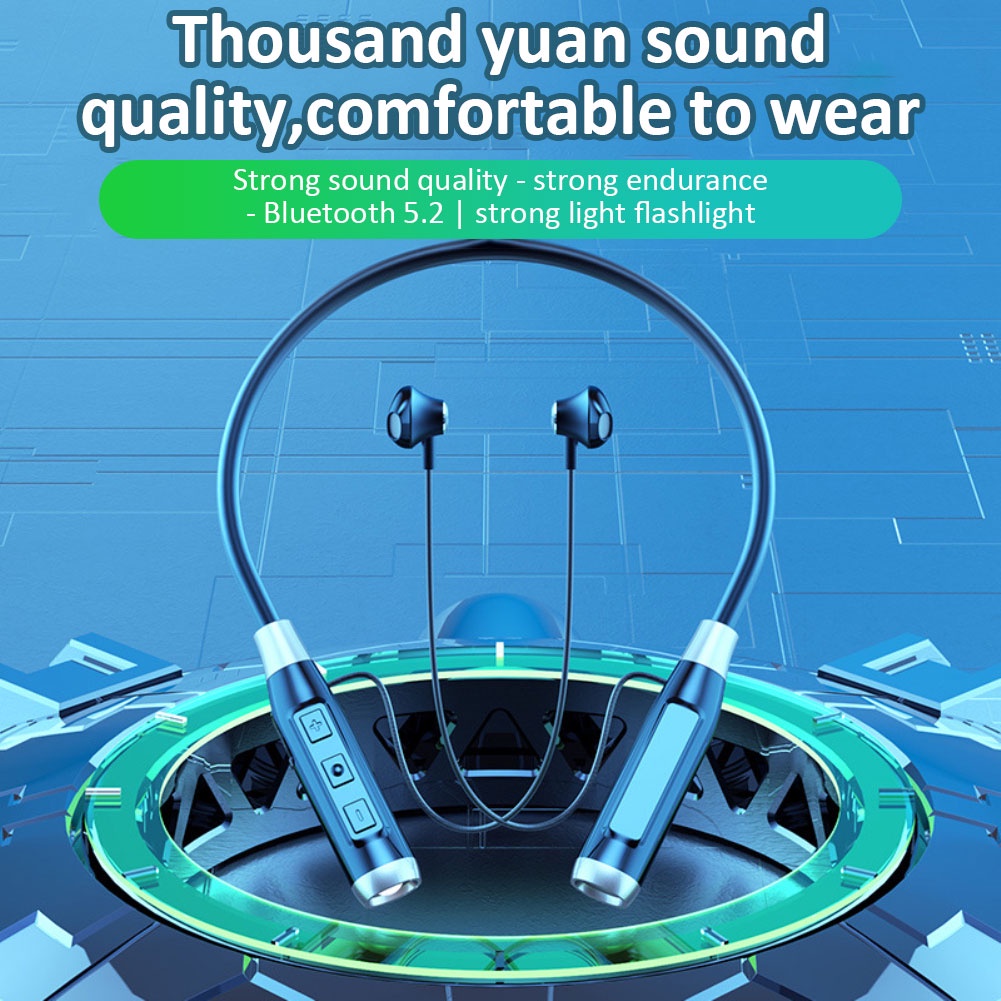 Tai Nghe Bluetooth Thể Thao Đeo Cổ BT-35,Tai Nghe Không Dây Bluetooth Tai Nghe không Thấm Nước Với Chức Năng Dèn Pin auum1