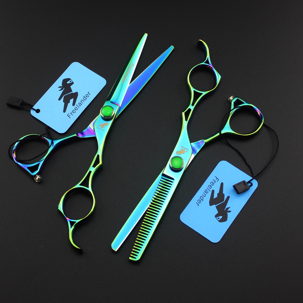 Kéo Cắt Tóc Răng Cưa 20Cm Godwalker Màu Xanh Lá