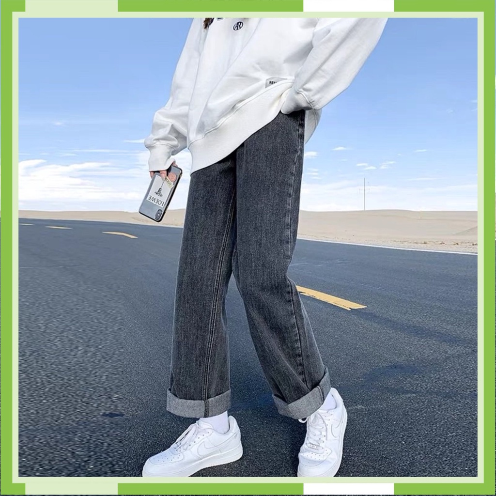 Quần jean nữ nam ống rộng cạp cao ulzzang quần bò nữ nam baggy ống rộng phong cách thời trang đường phố mùa hè | BigBuy360 - bigbuy360.vn