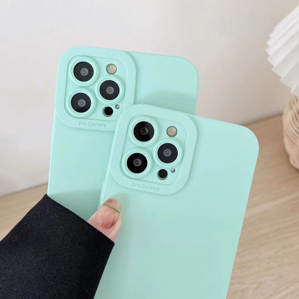 Ốp Điện Thoại tpu Mềm Mịn Màu Xanh Lá Nhạt Cho iphone 13 pro max ins12 pro max 11 pro max xsmax