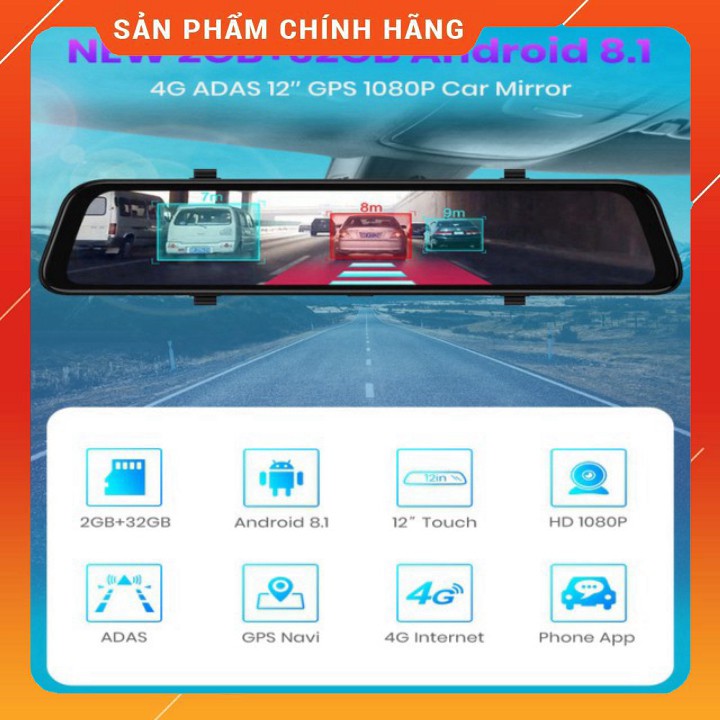 Camera hành trình gương ô tô cao cấp Phisung Z55 màn hình 12 inch, 4G, Wifi, GPS SM | BigBuy360 - bigbuy360.vn