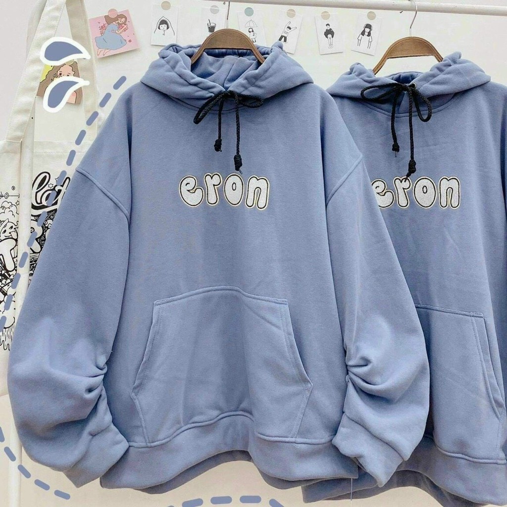 Áo hoodie, áo khoác nỉ tay phồng nhúng in chữ ERON có nón 2 lớp siêu đẹp | BigBuy360 - bigbuy360.vn