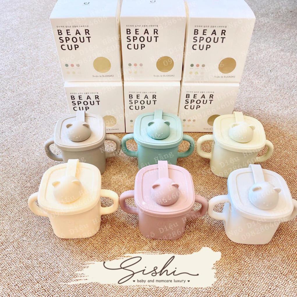 Cốc uống nước hình gấu Modui Bluemama Korea Hàn Quốc có nắp/ không nắp