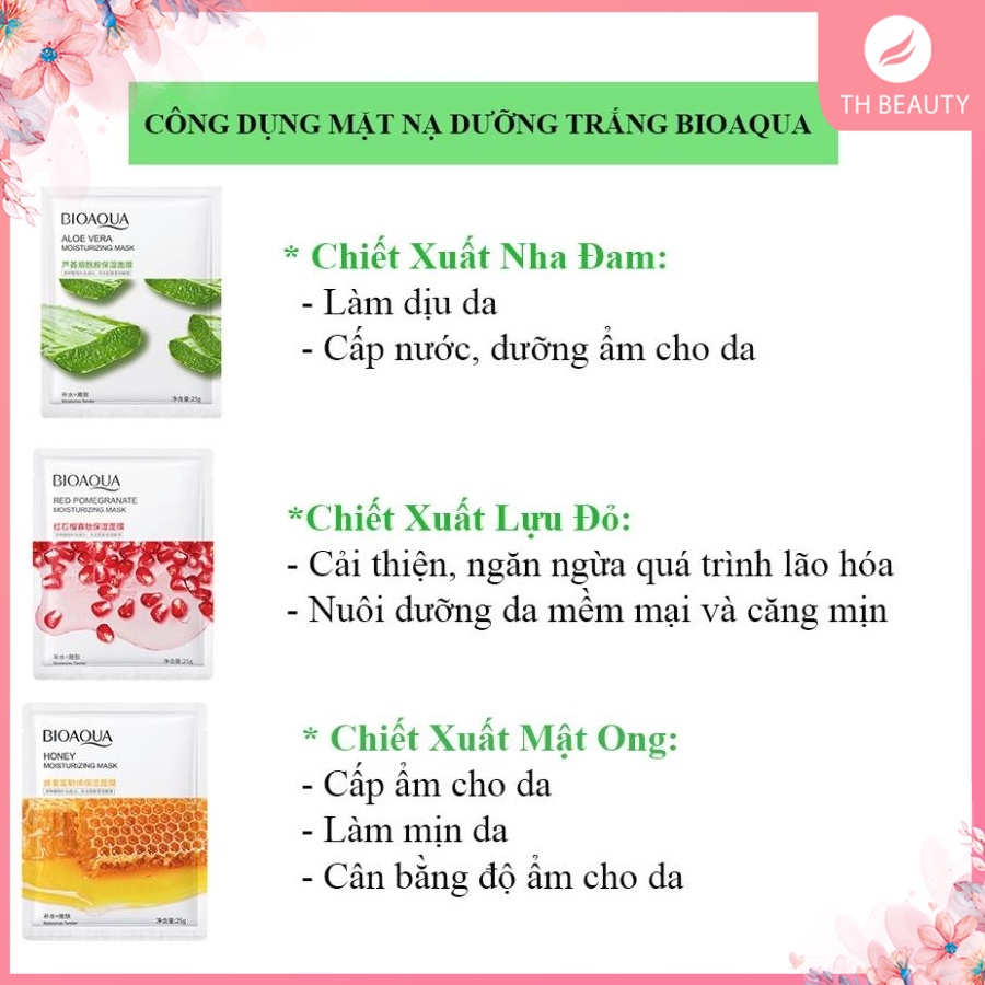 9 mẫu mặt nạ giấy trái cây Bioaqua, Mask nội địa dưỡng da trắng sáng, cấp ẩm, làm mềm da