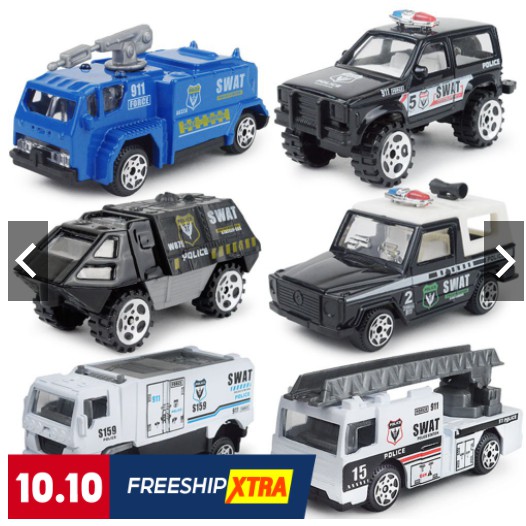 Bộ 6 xe Cảnh sát SWAT bằng hợp kim và nhựa
