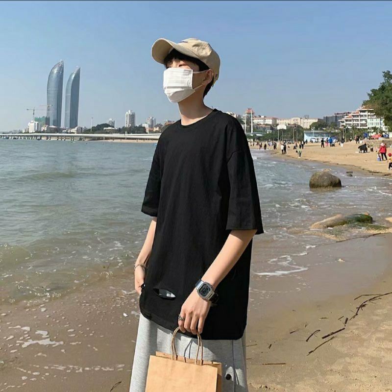 Áo Thun Tay Lỡ Rách Nhăn - Áo Phông Size Lớn Rách Đuôi Áo Loongtee