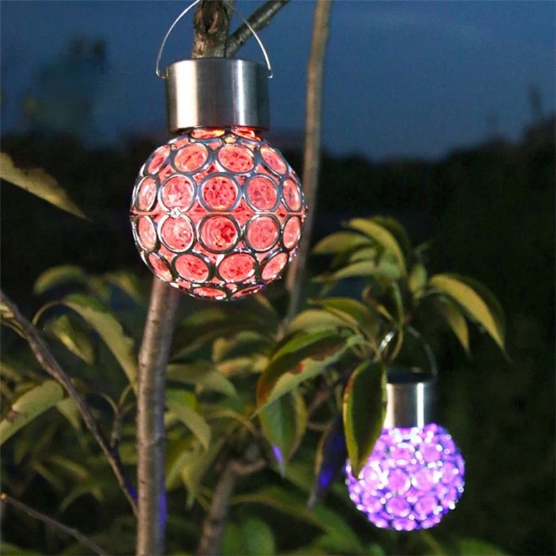 Đèn Led Treo Trang Trí Hình Quả Cầu Pha Lê Chống Thấm Nước Sử Dụng Năng Lượng Mặt Trời