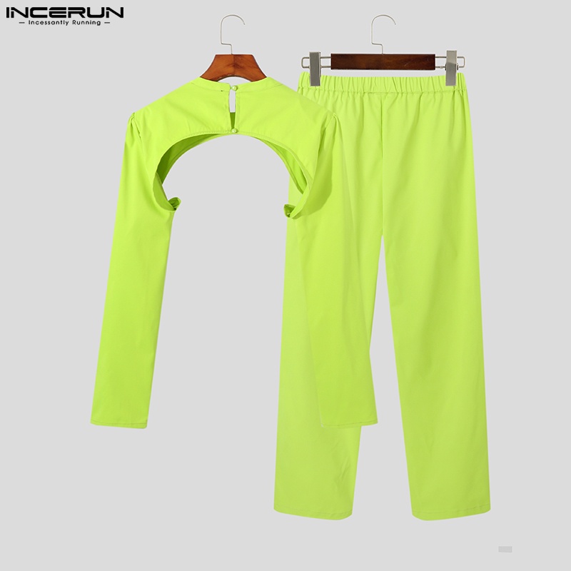 Set áo croptop tay dài + quần dài ống rộng INCERUN cho nam