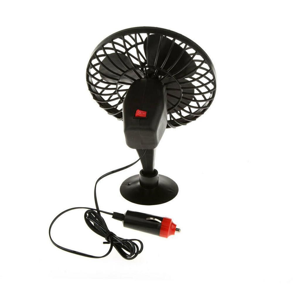Quạt điều hòa không khí mini 12V 4 inch màu đen có cốc hút gắn bảng điều khiển xe hơi tiện dụng