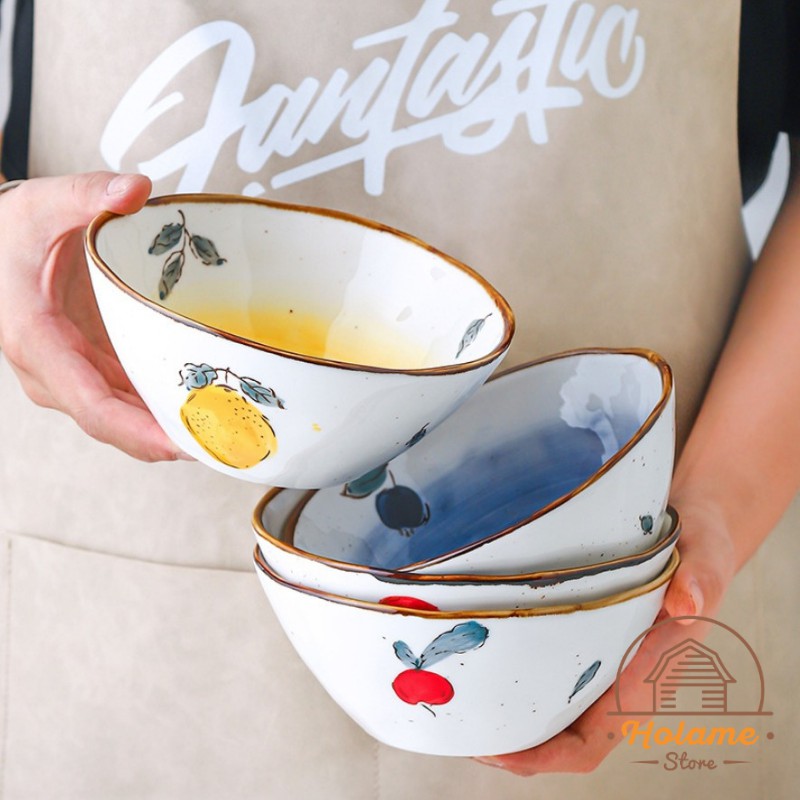 Tô ăn mì , bát úp mì đựng đồ ăn họa tiết hoa quả nhiều màu sắc Holame