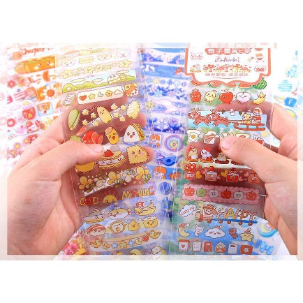 Miếng Dán Washi Sticker In Họa Tiết DIY Trong Suốt Trang Trí Cực Dễ Thương