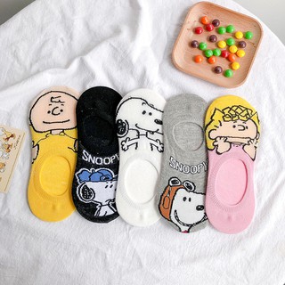 Set 5 đôi vớ họa tiết Snoopy Charlie dễ thương nhiều màu thoải mái cho nữ