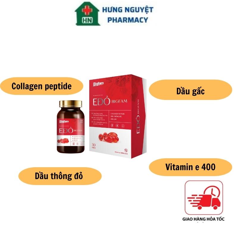 Vitamin E Đỏ Bigfam chống lão hóa hộp 30 viên mờ nám tàn nhang