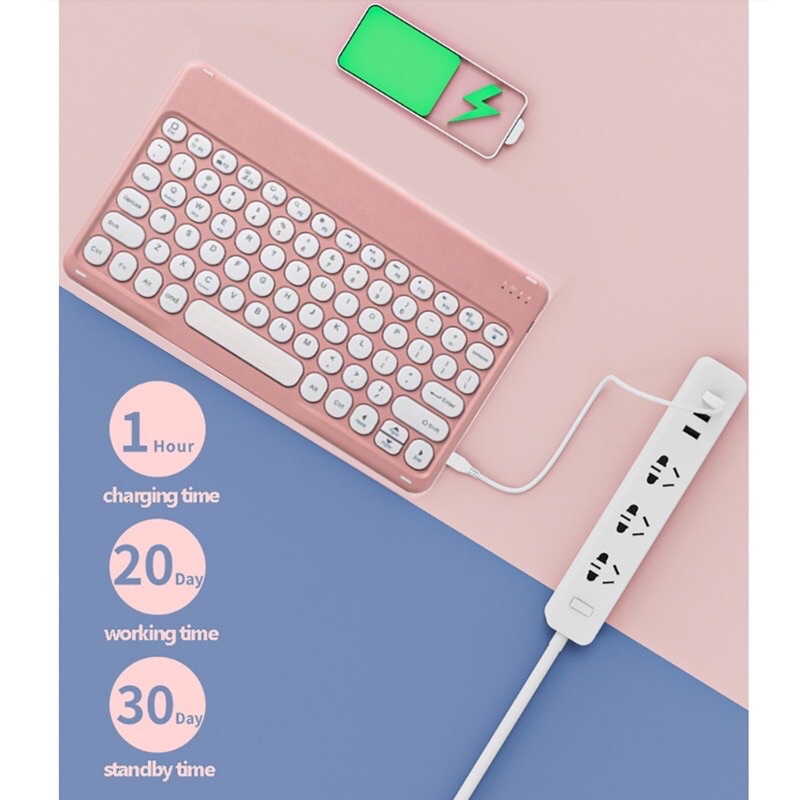 Combo chuột và bàn phím bluetooth không dây size mini cho , Laptop,  điện thoại Android pin sạc