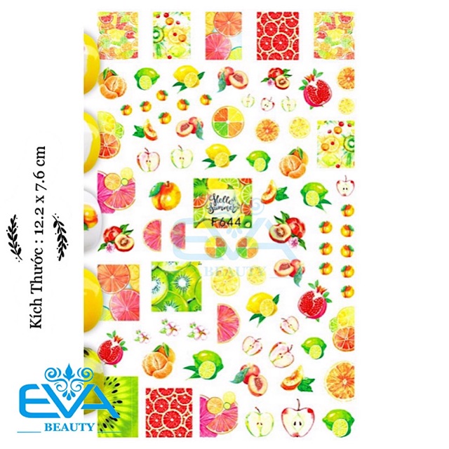 Miếng Dán Móng Tay 3D NAIL Sticker Trang Trí Hình Trái Cây Hello Summer F644