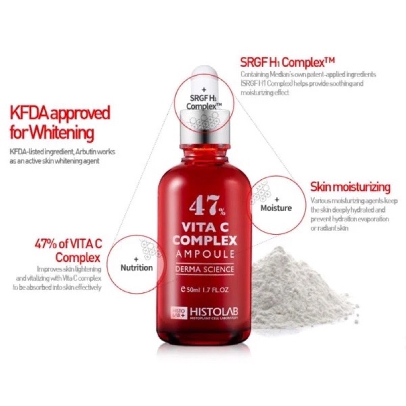 Serum Dưỡng Trắng Da Histolab Vita C Complex Ampoule 47% 50ml