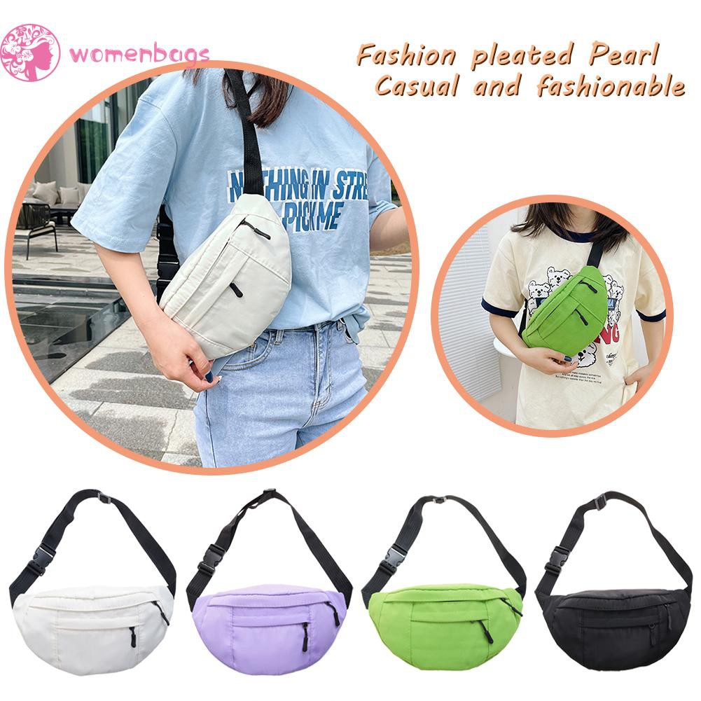 READY√Fashion Women Solid Color Canvas Crossbody Chest Bag Casual Waist Packs