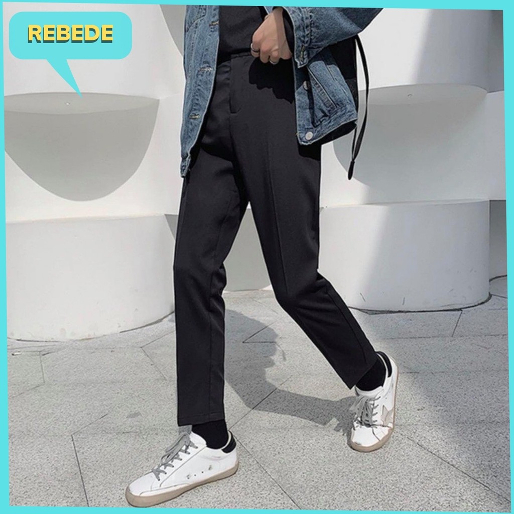 Quần ông rộng nam dáng suông vải tây âu, quần baggy unisex có 2 màu đen xám - Rebede QB