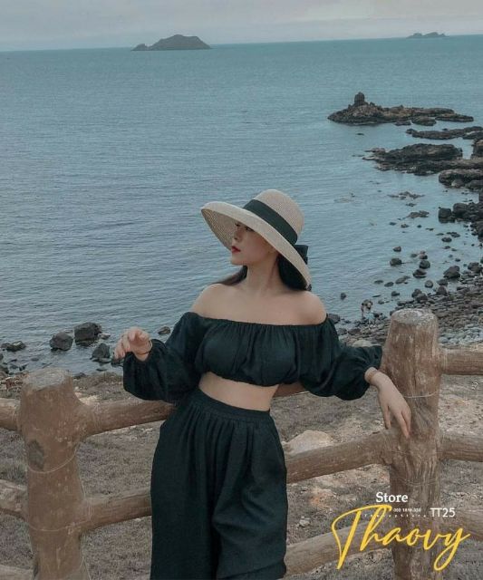 💋💋Sét áo trễ vai Croprop mix quần ống suông xinhh hết nấc 😍😍😍 | BigBuy360 - bigbuy360.vn