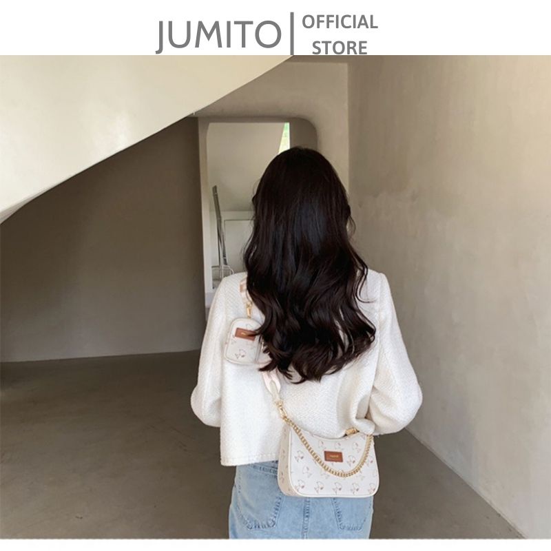 Túi xách nữ mini giá rẻ đeo chéo kẹp nách có dây xích kèm ví nhỏ cực xinh JUMITO T1.023