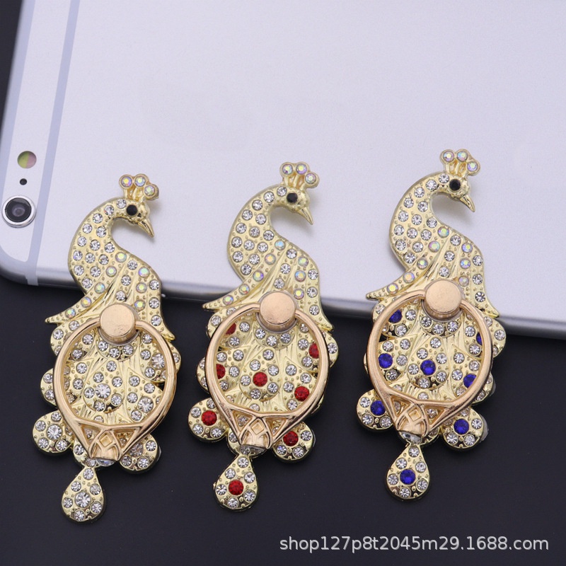 Giá Đỡ Điện Thoại Dạng Nhẫn Đeo Tay Hình Chim Công / Thiên Nga / Vương Miện / Thiên Nga Đính