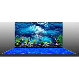 Tranh 3D dán bể cá 60x40cm - Tranh dán hồ cá có keo sẵn mặt trước in sắc nét và siêu bền