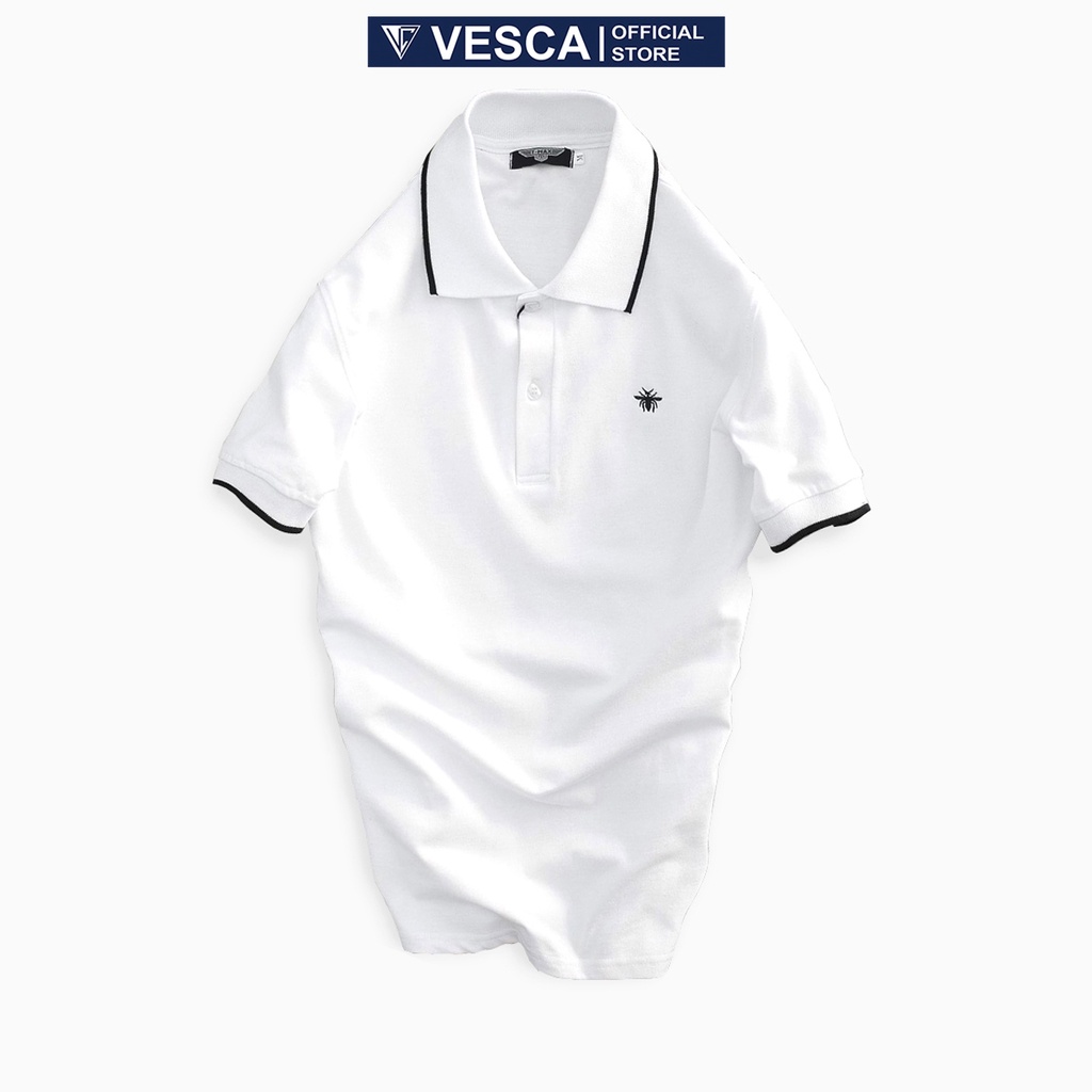 Áo Polo nam có cổ ngắn tay Hamino màu trắng đen vải thun cotton co giãn form basic cao cấp đẹp VNXK E3