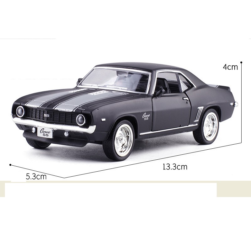 Mô hình xe ô tô đồ chơi trẻ em Chevrole Camaro tỉ lệ 1:36 - Xe bằng kim loại chạy cót mở được cửa