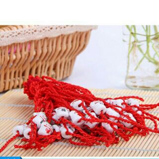 Vòng chỉ đỏ may mắn mix mèo gốm