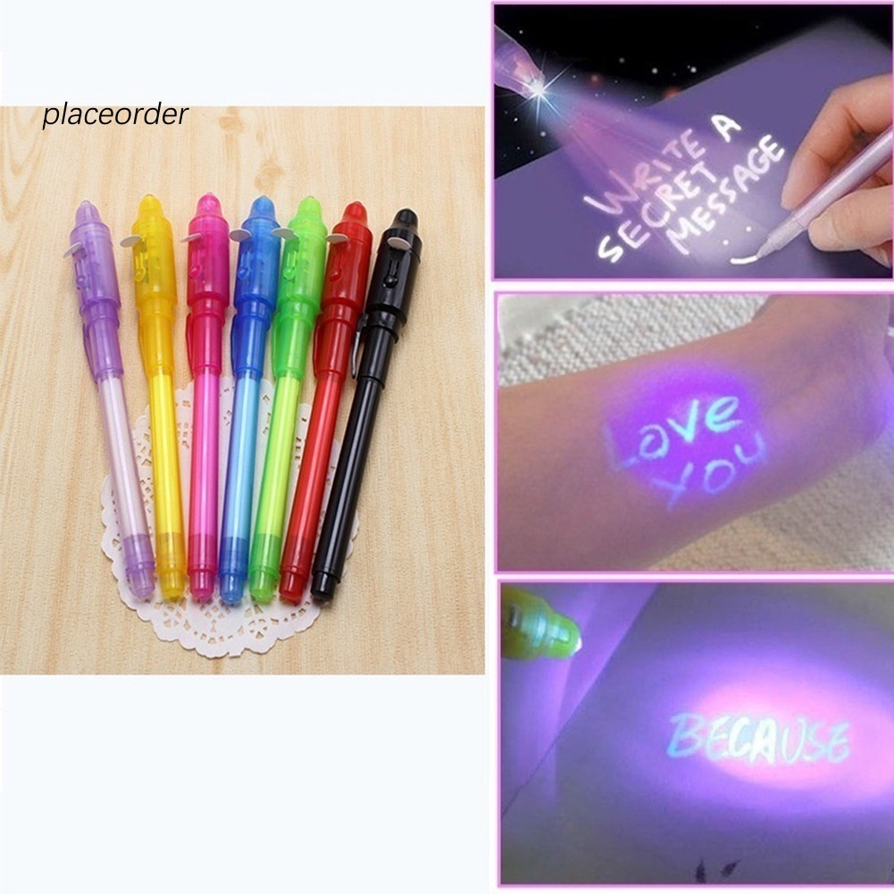 Bộ 4 bút dạ quang đánh dấu 2 trong 1 UV viết mực vô hình dùng làm quà tặng cho trẻ