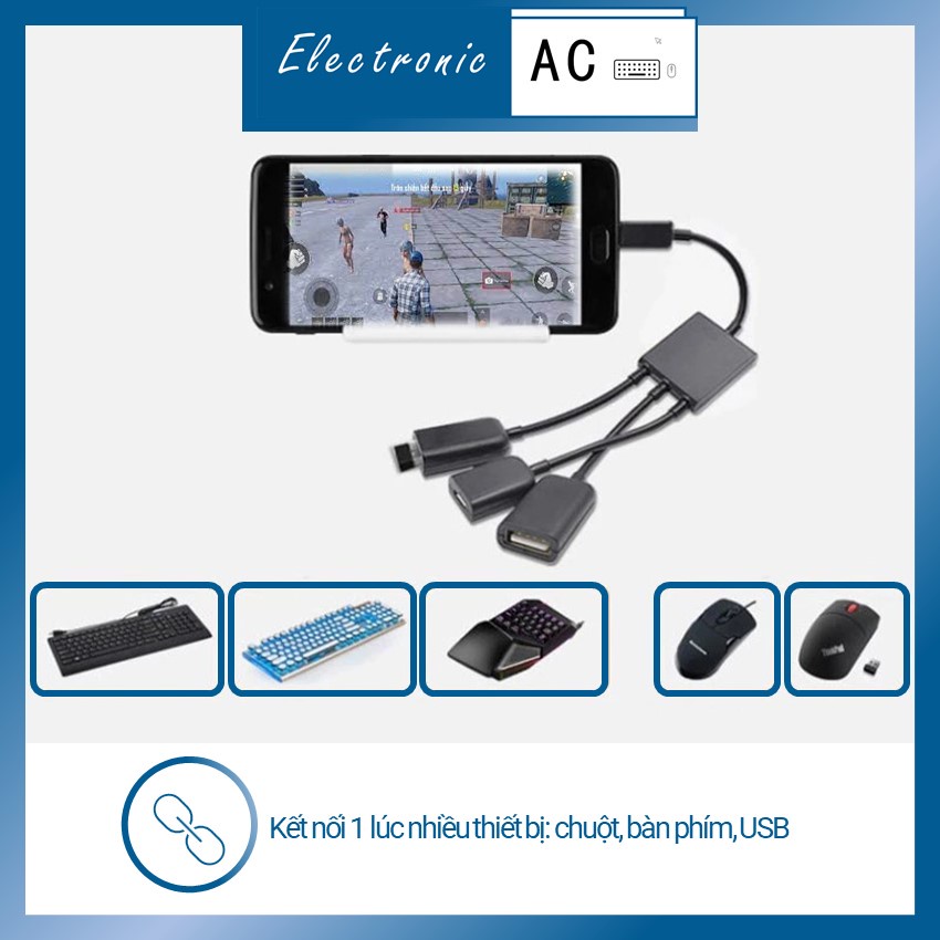 Cáp OTG cổng TypeC/MicroUSB Kết Nối Điện Thoại Với Bàn Phím Chuột Chơi Game Giải Trí