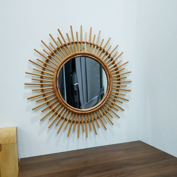 Gương mây treo tường - Gương song mây - Rattan mirror