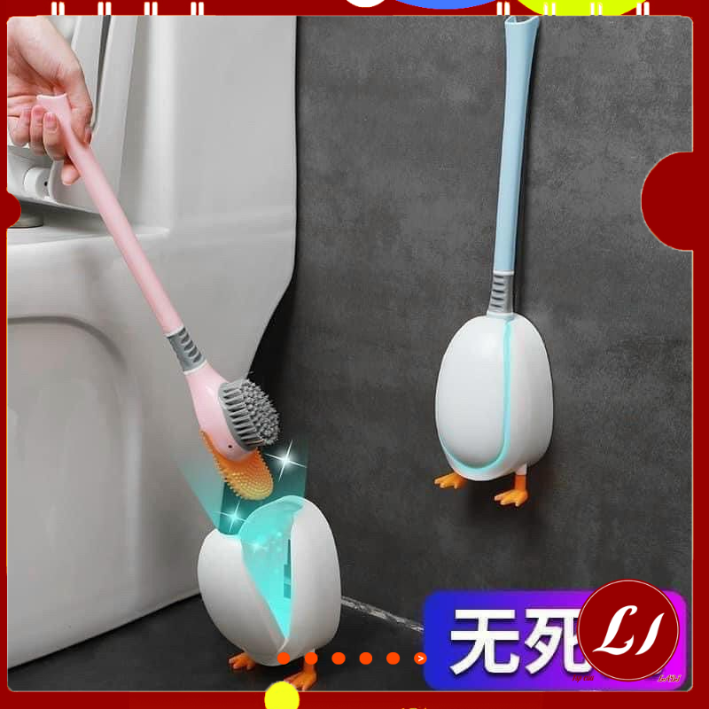 Bộ chổi cọ Toilet silicon kèm hộp HÌNH VỊT tiện lợi