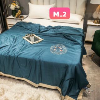 CHĂN LỤA TENCEL 1 MÀU THÊU CAO CẤP