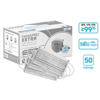 [EXTRA - COMBO 5 HỘP] Khẩu trang y tế kháng khuẩn 4 lớp Famapro EXTRA (50 cái/ hộp)