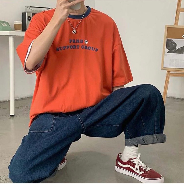 [ PINK ] Áo thun Cổ Phối tay lỡ PANDA Unisex | BigBuy360 - bigbuy360.vn