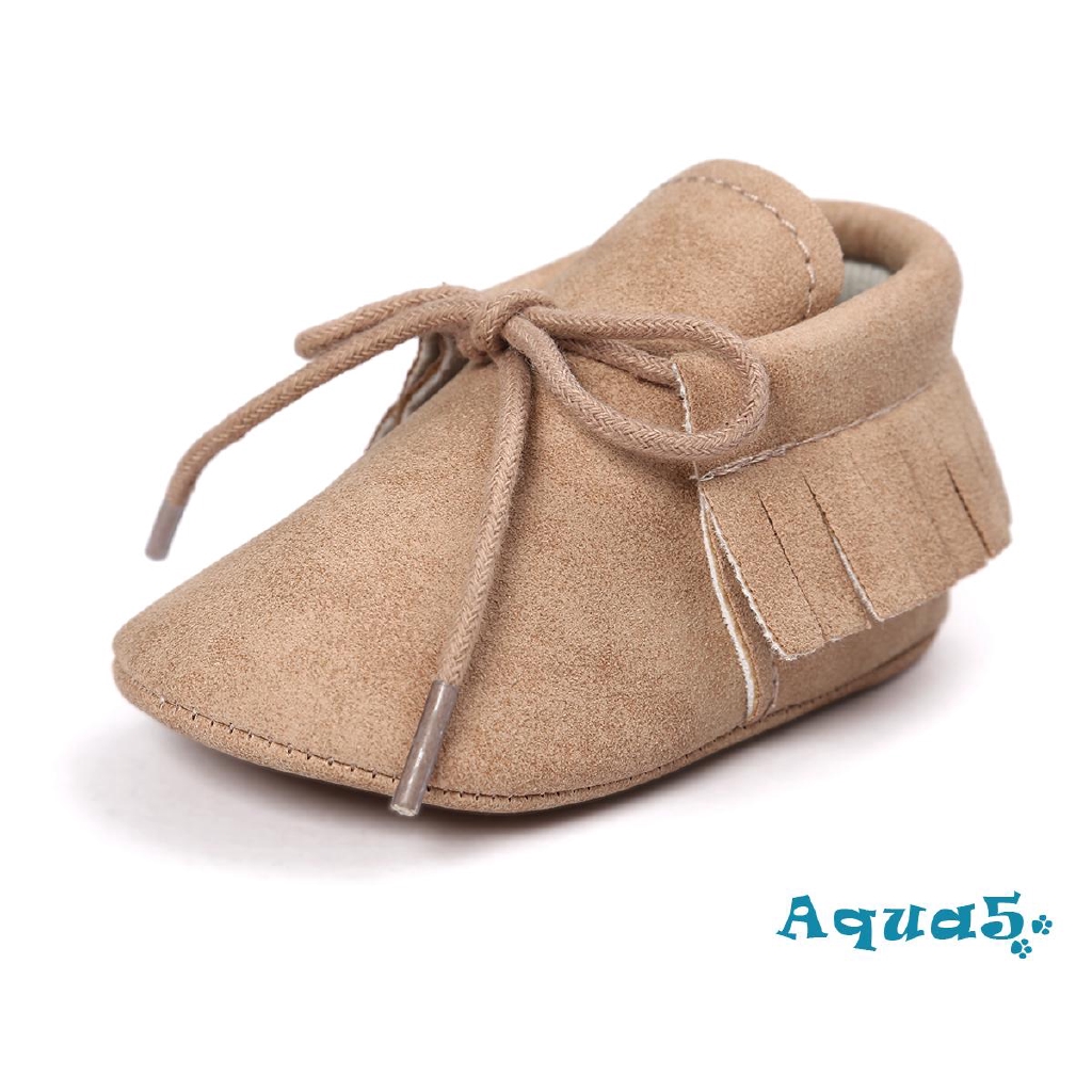 Giày da PU đế mềm có dây cột nơ chống trượt đáng yêu cho bé 0-18 tháng tập đi