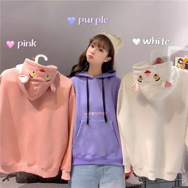 Áo khoác, áo hoodie unisex nam nữ nỉ ngoại chú báo hồng cute năng động thời trang học đường