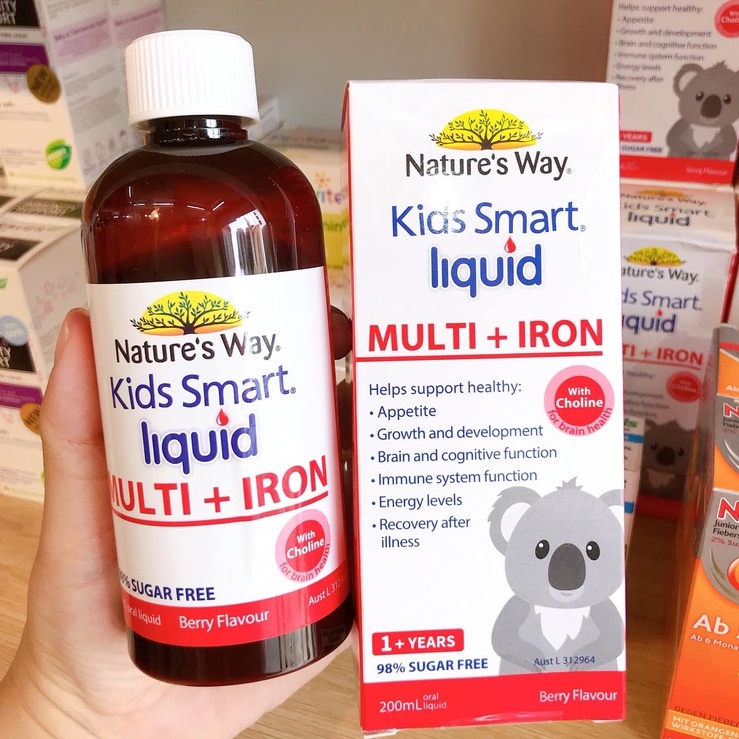 Siro bổ sung sắt tổng hợp cho trẻ em Nature’s Way Kids Smart Liquid Multi + Iron 200ml Úc
