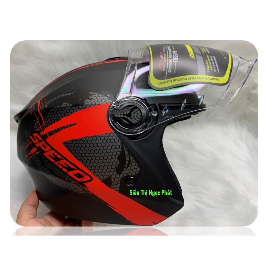 [PHƯỢT NGẦU] Mũ bảo hiểm 3/4 ROYAL có kèm kính che mặt_SIZE XL 57-60cm_Màu ĐỎ [HÀNG CHÍNH HÃNG]
