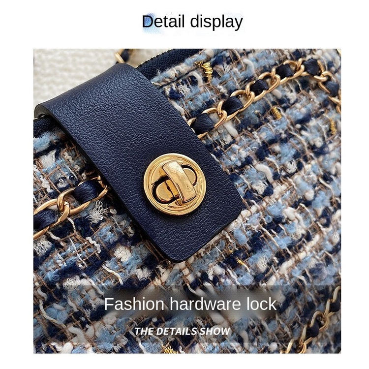 Túi Xách Đeo Vai Chất Liệu Vải Tweed Mềm Mại Phong Cách Cổ Điển Thời Trang Cho Nữ