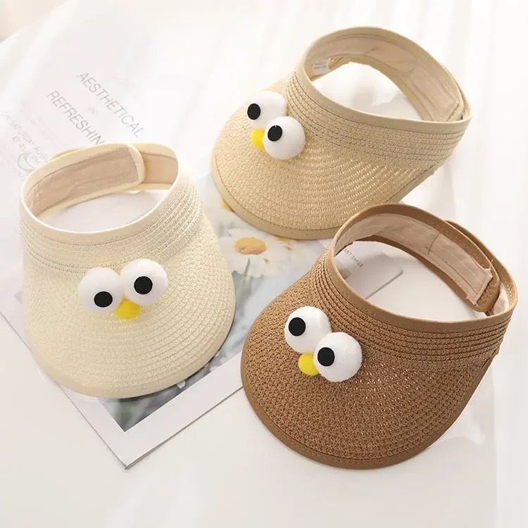 Mũ Cói Hở Chóp Che Nắng Họa Tiết Hoạt Hình Thời Trang Mùa Hè Cho Bé