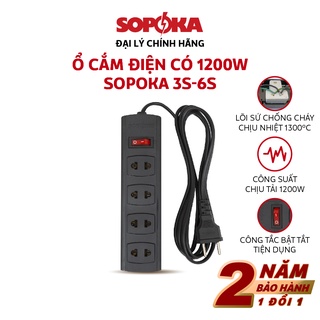 Ổ cắm điện đa năng Sopoka chịu tải 1200W 4S-6S chống va đập, chịu nhiệt, có công tắc an toàn