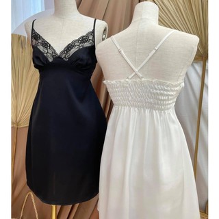 Đầm ngủ 2 dây lụa satin viền ren