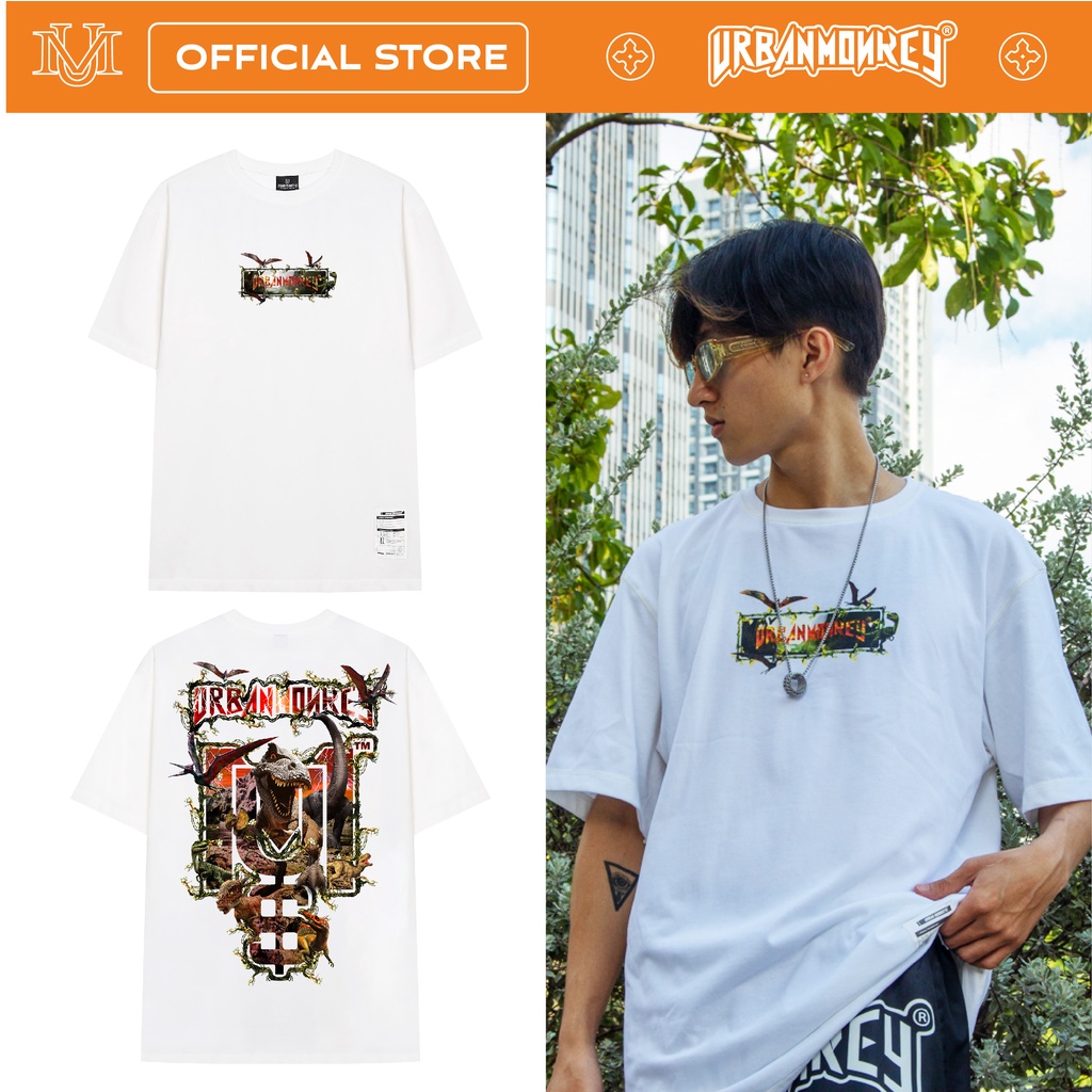 Áo Thun URBAN MONKEY JURASSIC Trắng Thun Cotton Cao Cấp