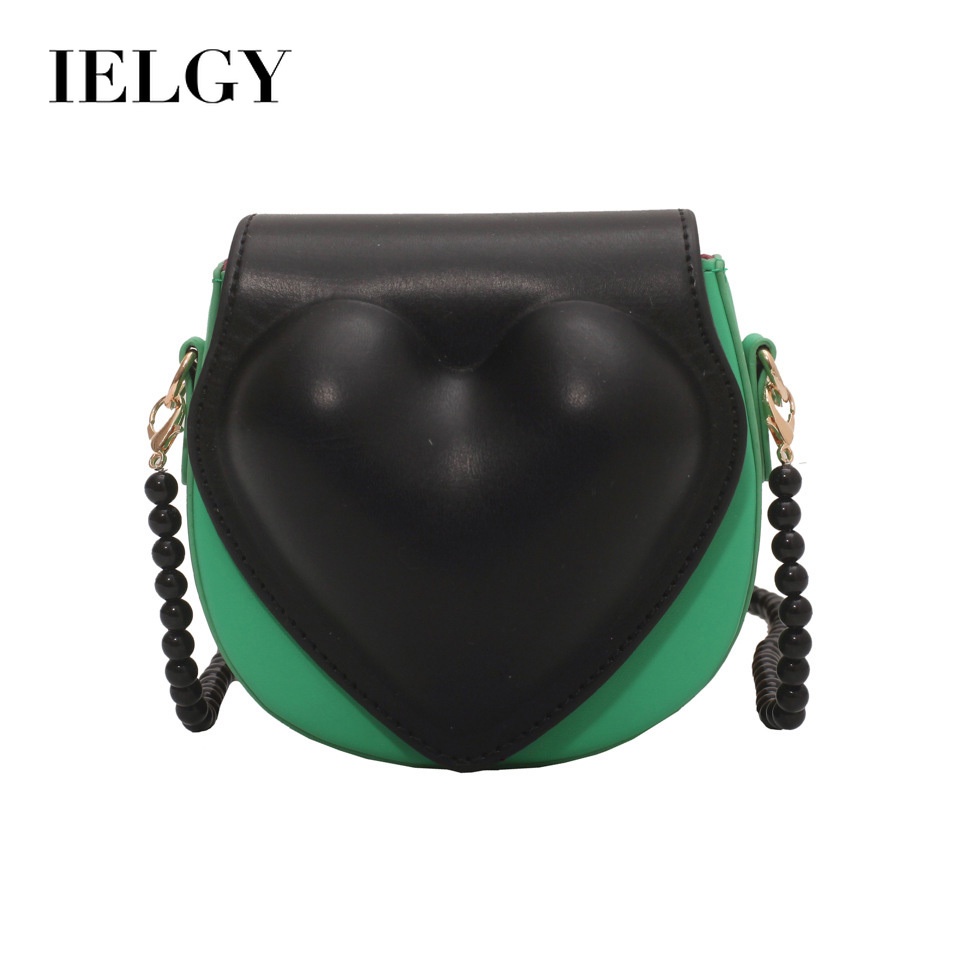 IELGY Túi Đeo Chéo mini Hình Trái Tim Phối Dây Xích Ngọc Trai Thời Trang Hàn Quốc Cho Nữ