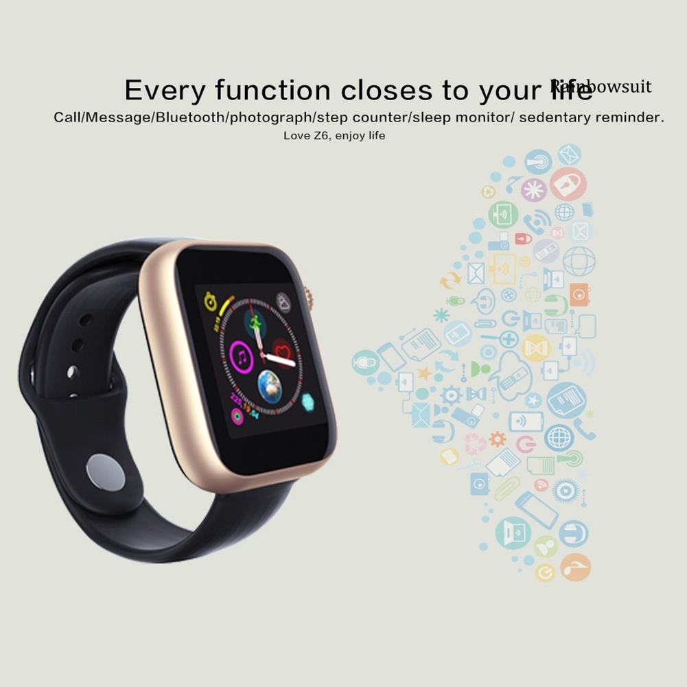 RB- Z6 Bluetooth 2G SIM TF Card 2.0MP Camera Sports Smart Watch for iPhone Android