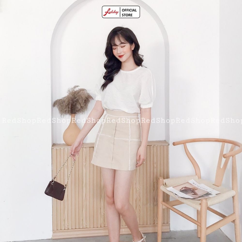 Chân Váy Linen Phối Ren Dáng Ngắn Màu Be REDSHOP | BigBuy360 - bigbuy360.vn